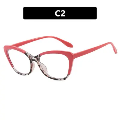 Cat-Eye Frame Plain Lens Glasses for Everyday Wear - 7