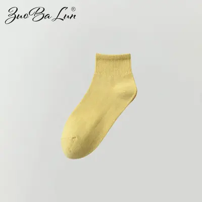 Spring and autumn short socks solid color women's pure cotton thin Japanese style student sports comfortable colorful short socks candy color - 12