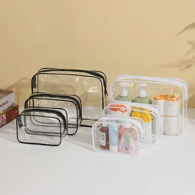 PVC Transparente Kosmetiktasche Großvolumen Reise tragbar Outdoor transparente Toilettentasche Kosmetiktasche Lagerbestand Großhandel