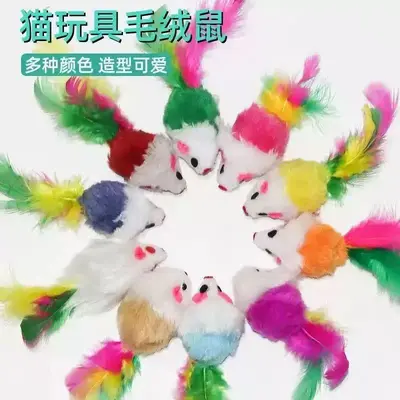 Cat Toy Wire Cage with Colorful Feather Mouse, Weighted Roly-Poly - 7