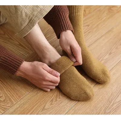 Herren-Winter-Frottee-Socken, mittellang, dick, warm und schweißabsorbierend