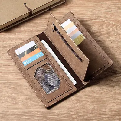 Men's Ultra-Thin Long Wallet with Card Slots and Coin Pocket - 4