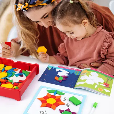 Wooden Geometric Shape Puzzle Blocks for Ages 3-6