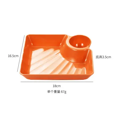 Large PP Compartment Dumpling Plate with Vinegar Dish, Japanese Style - 8