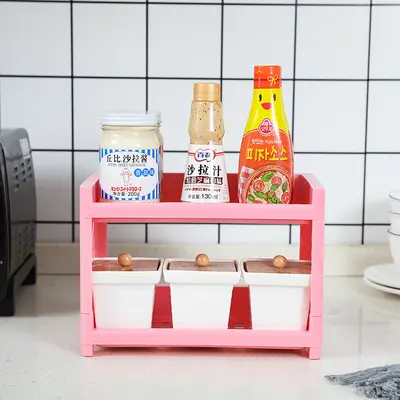 Plastic double-layer bathroom and kitchen storage shelf - 8