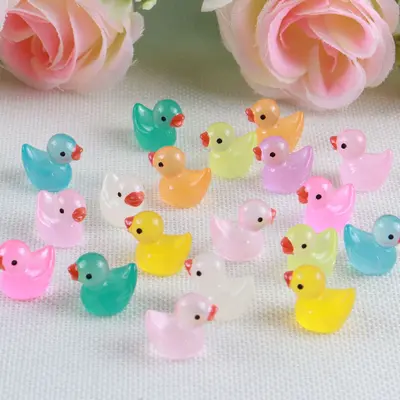 Glow-in-the-dark resin duck for DIY jewellery and mini decor