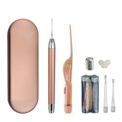LED Stainless Steel Ear Pick Set with Metal Box, Tweezers, Baby Ear Cleaning Tool - 13
