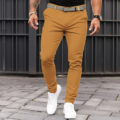 Herren Uni Slim-Fit Freizeithose mit Taschen und Reißverschluss - 10