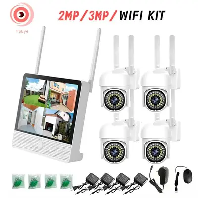 WiFi Kit Wireless Display Screen Outdoor HD Night Vision NVR Video Recorder Wireless Surveillance System