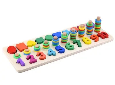 3'ü 1 Arada Çocuk Eğitici Sayma Tahtası ve Meyve Şekli Eşleştirme Puzzle