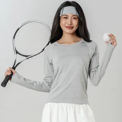 Autumn Round Neck Long Sleeve Running and Yoga Top, Nude Feel - 3