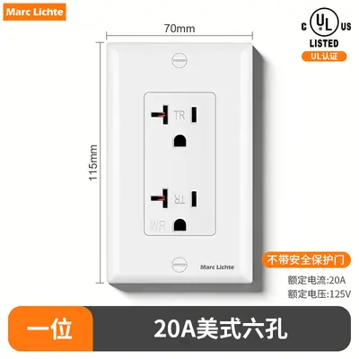 UL Certified US GFCI Wall Outlet with Switch, 15A/20A, USB - 12