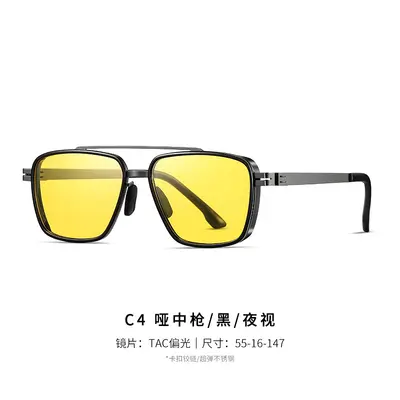 Ultra-Light Steel Frame Square Polarized Sunglasses for Men, Model S15227 - 10