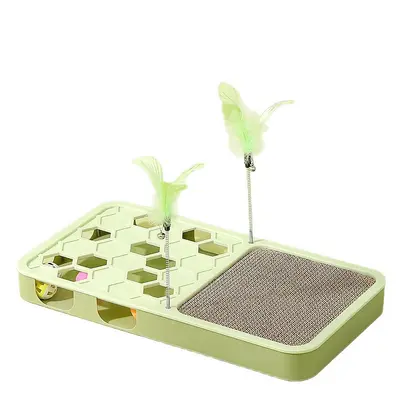 Self-Play Cat Toy with Game Plate and Teaser Wand - 6