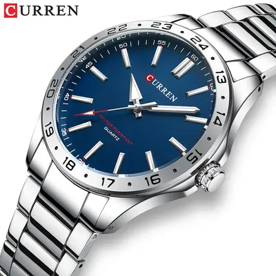CURREN 8452 men's quartz watch, steel strap, 24-hour indicator - 1