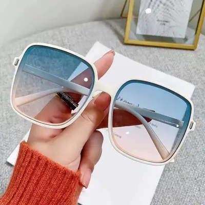 Women's Square Oversized Gradient Sunglasses with Metal Studs, UV Protection - 1