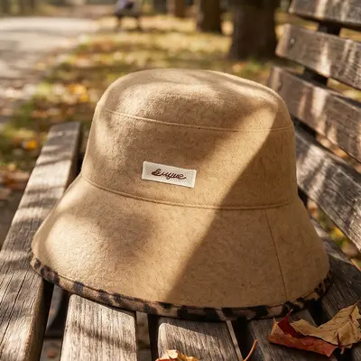 Korean-Style Double-Sided Bucket Hat, Autumn Winter Thickened, Women's