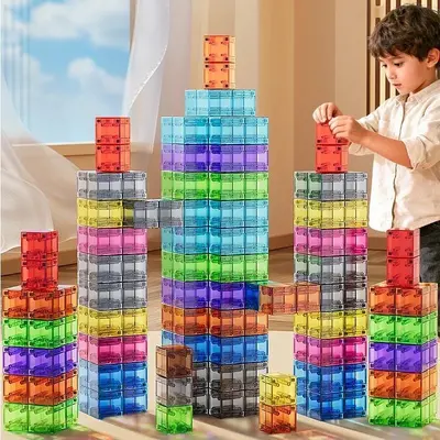 Transparent Magnetic Block Building Set, Children's Educational, 3D Shapes - 4