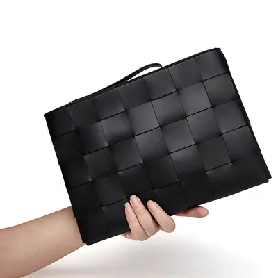Men's Genuine Leather Accordion Document Clutch with Wrist Strap - 2