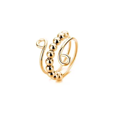 Brass Bead Spinner Ring, Stress Relief, Open Design - 7