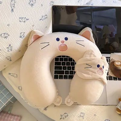 Kedi göz maskeli U şeklı boyun yastığı - 7
