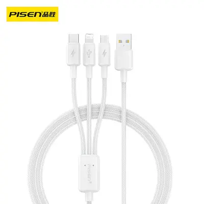 Pinsheng 3 in 1 örgülü kablo Apple/Android hızlı şarj