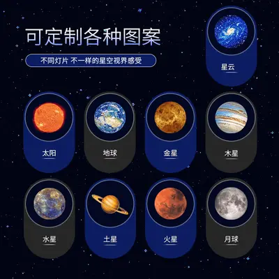 Multi-Planet Linked Starry Sky Light Moon Bedroom Creative LED Night Light Logo Projection Light Trending Background Light