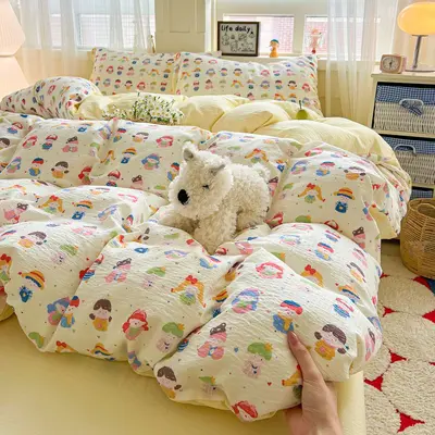 Class A Double-Layer Gauze Cotton Bedding Set, Washable, Four-Piece - 9