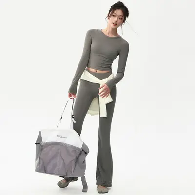 Women's Yoga Set with Bra Pads, Long-Sleeve Top and Pilates Pants - 4