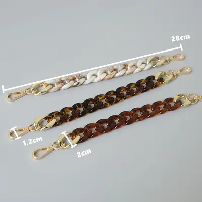 Colorful Herringbone Acrylic Phone Short Chain Resin Chain, Contrast Color Retro Handmade Detachable Chain Bag Decorative Chain