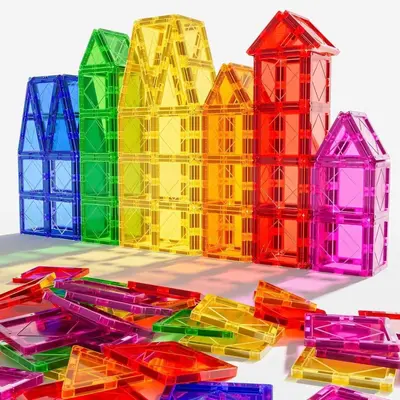 Magnetic Building Blocks Set, Ferris Wheel Design, Educational for Kids, 100 Pieces - 5