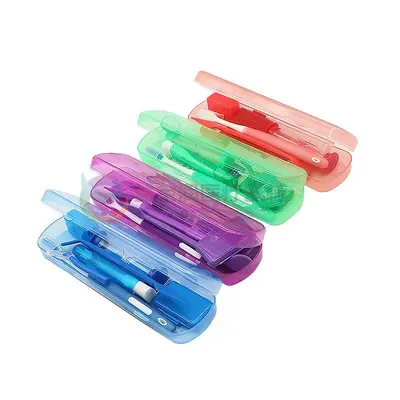 Orthodontic oral care kit with toothbrush, floss, mirror
