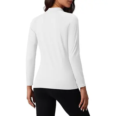 Women's Autumn Winter Running Top, Half Turtleneck, Fleece-Lined Long Sleeve - 4
