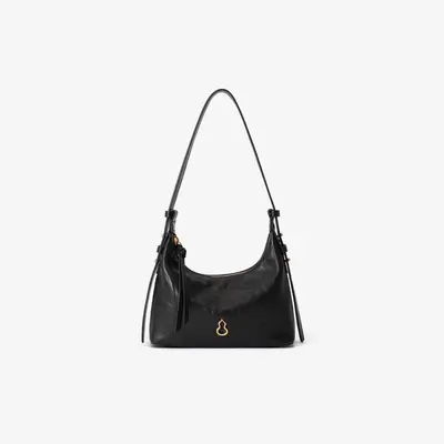Gold Hobo Bag in Large and Small Sizes, Genuine Cowhide Leather - 11