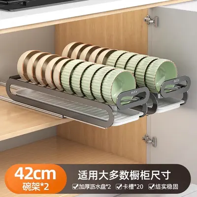 Kitchen pull-out dish rack with draining shelf - 10