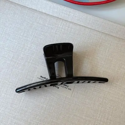 Shiny black large hair claw 2024 women's new hair claw simple elegant shark back hair accessory - 8