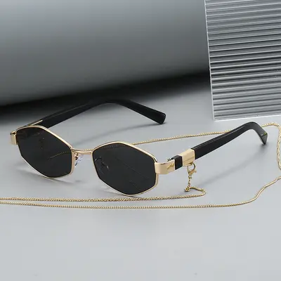 Women's Polygon Metal Sunglasses Ins Style Fashion Accessory - 3