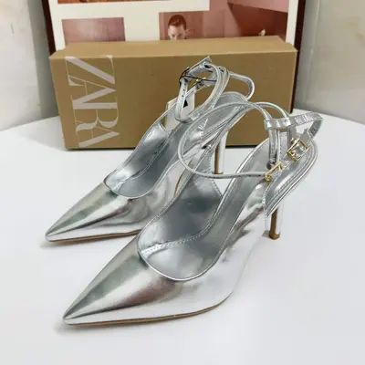 Women's Spring Khaki Green High-Heeled Stiletto Sandals - 11
