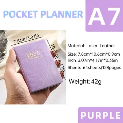 2027 A7 English Planner Notebook with Laser Cover, Mini Daily Planner - 10