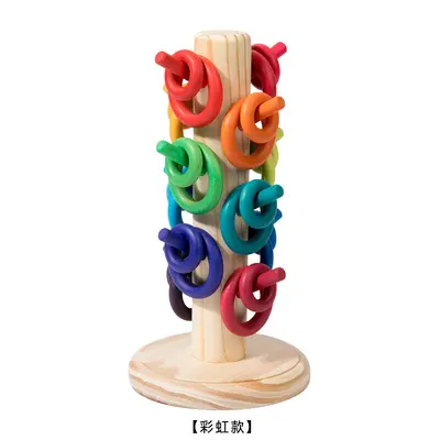 Wooden Rainbow Tree Ring Toss Toy, Early Education and Hand-Eye Coordination - 7