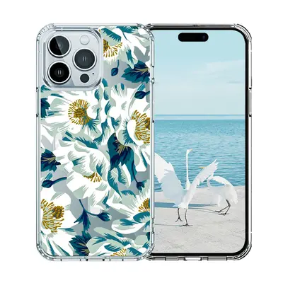Apple iPhone 16E magnetic case, purple flower pattern TPU+PC - 9