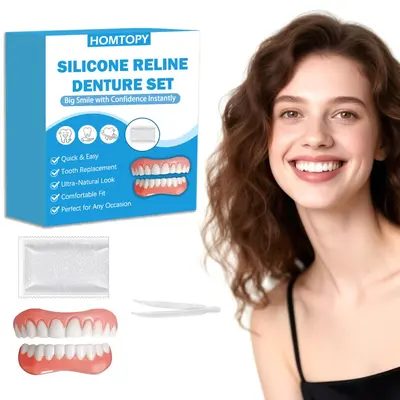 HOMTOPY Silicone Denture Veneer Set, Whitening Smile Teeth Covers - 2