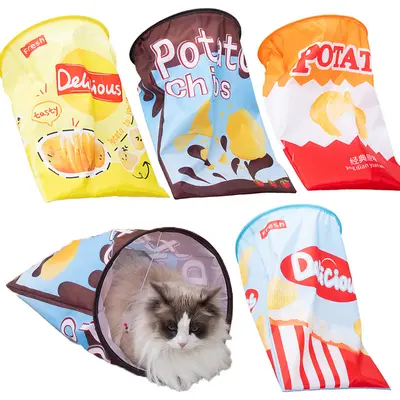 Foldable Crinkle Paper Cat Tunnel, Self-Play Cat Toy, Pet Supplies - 1