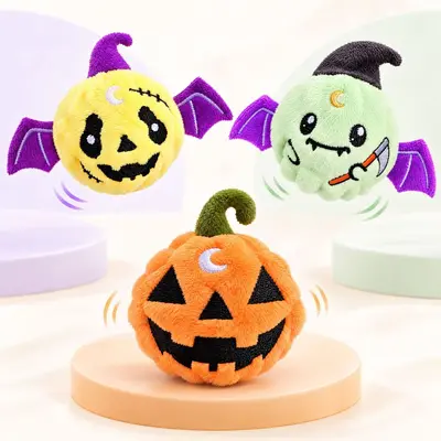 Halloween Ghost Pumpkin Decoration and Squeaky Pet Dog Toy - 3