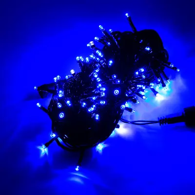 Black Cable Flashing LED String Lights, Waterproof for Outdoor Christmas Use - 13