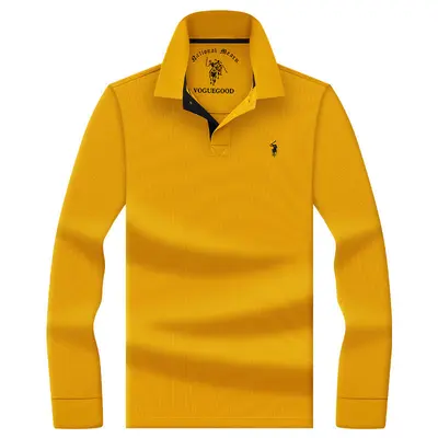 Herren-Langarm-Poloshirt, mercerisierte Baumwolle, Frühling Herbst - 12