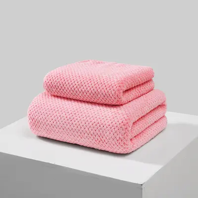 Antibacterial Thickened Large Bath Towel 90*170 Pineapple Grids Bath Towel Absorbent Home Face Towel Coral Velvet Towel Cross-border Wholesale - 7