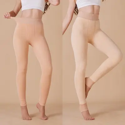 Women's Thick Fleece-Lined Footed Leggings, Plus Size Winter - 3