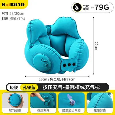 Press-type inflatable U-shape neck pillow, portable - 10