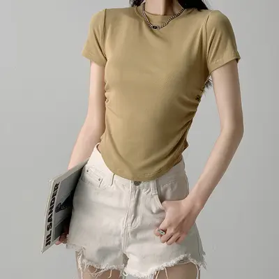 Damen Rundhals-T-Shirt Kurzarm, Slim Fit, Sommer - 11